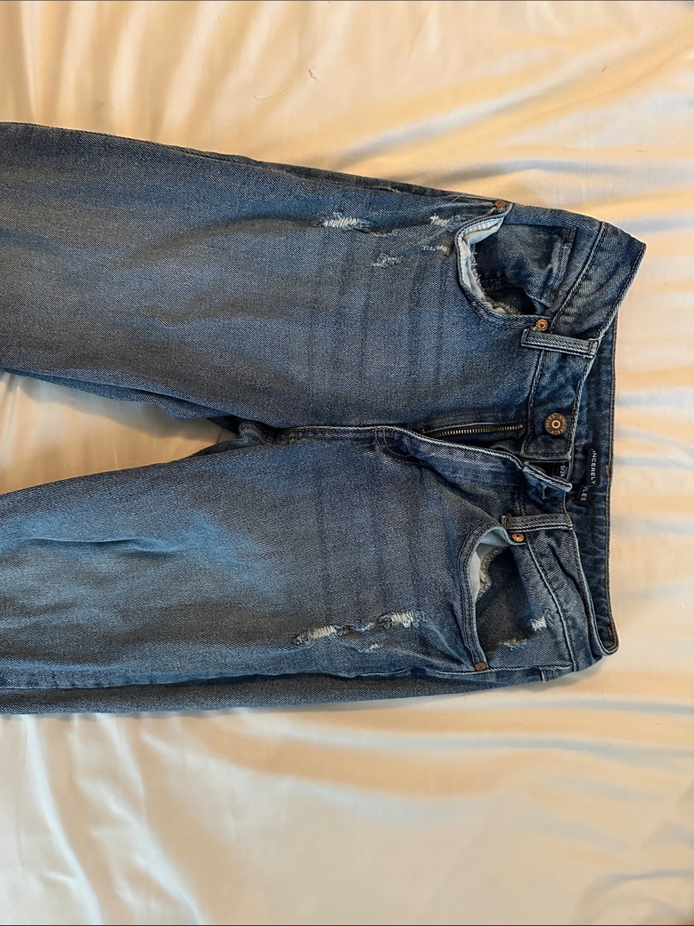 Sincerely Jules Women's Straight Leg Distressed Blue Jeans